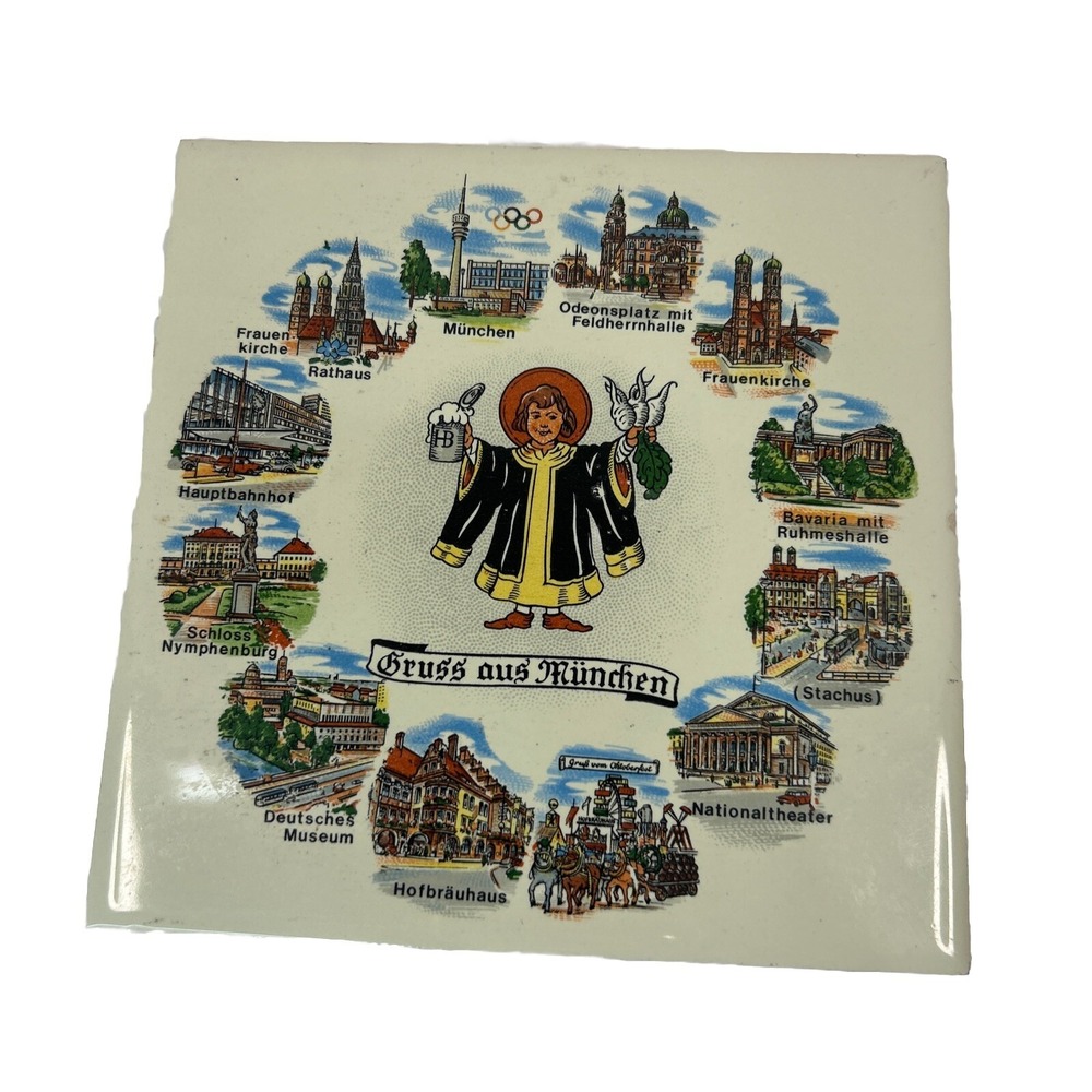 Gruss Aus Munchen With 12 Different Landmarks Souvenir Trivet
